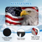 Windshield Sun Shade New American Eagle Flag USA Patriotic Design - Folding Car Front Window Sunshade for Cars SUV Trucks, Max UV Blocking and Keep The Vehicle Cool(64"x33.5") - Image 6