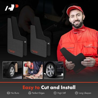 A-Premium Mud Flaps, 4 Pack Universal Splash Guards for Car Sedan Coupe, Black Front and Rear Upgraded Mud Guards Includes Mounting Hardware, Drilling Required - Image 6