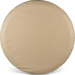 Spare Tire Cover, Beige Wheel Cover Waterproof PVC Leather Dust-Proof Universal Fit for Jeep, Trailer, RV, SUV and Camper (14 Inch)