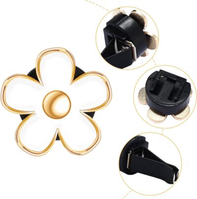 Frienda 6 Pcs Daisy Flower Air Vent Clip Accessories Air Conditioning Outlet Clip Car Air Freshener Dashboard Accessories Charm Car Inter Decor(3 cm, 3.3 cm,White) - Image 3