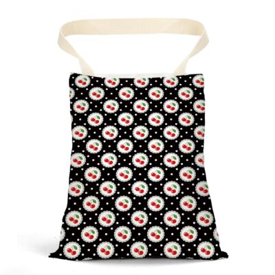 Car Trash Bag, Car Garbage Bag, Waterproof Back Seat Cars Organizer Hanging Trash Can Bin for Home, Office, Outdoor, Travel, Camping Vehicle Accessories Black Circle Cherry Decor - Image 2