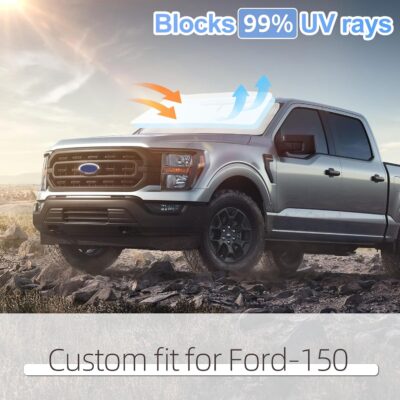 for Ford F150 F-150 F250 F350 F450 2015-2020 Sun Shade Sunshade Windshield Cover - 4 Layers Front Window Shade 250T Foldable Shade Custom Sun Visor Blocks UV Rays Truck Accessories - Image 5