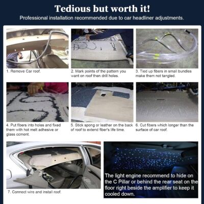 Twinkle & Meteor Starlight Headliner Kit for Car 0.03in x 9.8ft 750 Strands for Ambient Interior Decor 16W RGBW Fiber Optic Star Light Engine, 200 White Shooting Stars - Image 8