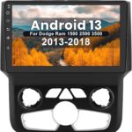 AWESAFE [4Core 64GB] Car Stereo for Dodge Ram 1500 2500 3500 2013-2018 Automatic AC, Android 9" Touch Screen Ram 1500 Radio Upgrade with CarPlay Android Auto Bluetooth GPS Navigation