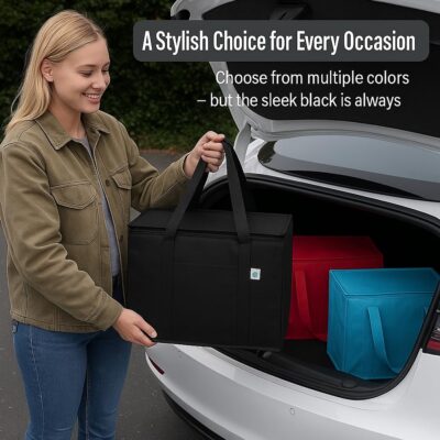 musbus 2Pk Trunk Organizer for Car Insulated Reusable Grocery Bags, Collapsible Cooler Bag for Groceries, Heavy Duty Large Insulated Bag (Large, Charcoal Black) - Image 7
