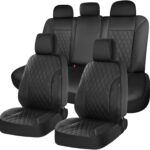 FLORICH Car Seat Covers Full Set, Leather Seat Covers for Cars, Car Seat Protector Waterproof Breathable, Universal Automotive Seat Covers, Front and Rear Car Seat Cover Fit for Most Sedans SUV Truck