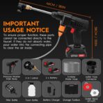 Cordless Pressure Washer, 6-in-1 Nozzle Portable Battery Powered Pressure Washer Handheld with 2 Battery Powered, 18bar Portable High Pressure Cordless Power Washer for Car/Floor/Patio Cleaning(black) - Image 8