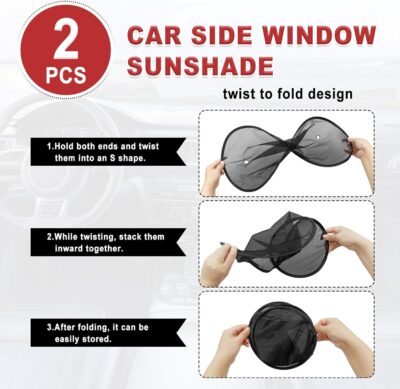 2 Pieces Universal Car Window Sun Shade Side Window UV Protection for Child and Baby Blocks Glare Sunlight and Heat Reduces Fading and Damage Fits Most Cars - Image 6
