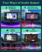 Apple Carplay Screen for Car, 7" HD Portable Wireless Apple Carplay & Android Auto Touchscreen, with 1080P Backup Camera, Car Play Screen Tablet, GPS Navigation/Mirror Link/Bluetooth/FM/Voice Control - Image 5