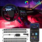 Govee Car LED Lights, Smart Car Interior Lights with App Control, RGB Lights with DIY Mode and Music Mode, 2 Lines Design LED Lights for Cars with Car Charger, 12V