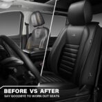 CAR PASS Nappa Leather Car Seat Covers Front Seats, Luxury Seat Protector for Cars, Waterproof Anti-Slip Seat Cushion Airbag Compatible Universal for Sedan SUV Pick-up Truck Automotive Vehicle, Black - Image 7