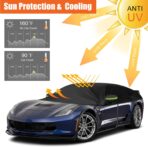 Black Half Car Cover Compatible with 1997-2025 Corvette, Protector Car Body Covers for Windproof Dustproof UV Resistant Protect Your Windshield and Roof - Image 5