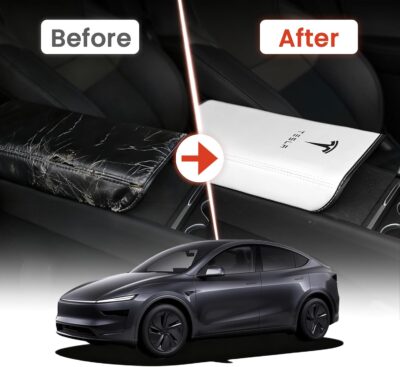 Polwlamks Center Console Armrest Cover for Model Y/Model 3, Soft Leather Pad Armrest Protector Armrest Box Cushion Compatible with New Tesla Refresh Model Y (2020-2026) / Model 3 (2019-2025) - Image 6