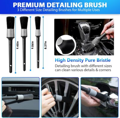 THINKWORK Car Cleaning Kit, Car Vacuum Kit, Gray Car Interior Detailing Kit with 8000PA High Power Vacuum, Including 7Pcs Detailing Brush Set and Bag - Image 4