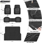 CAR PASS Heavy Duty Rubber Car Mats with Cargo Liner, Deep-Dish Car Floor Mats and Trunk Mat All Weather, Universal Trim-to-Fit for SUVs Trucks Sedans, Waterproof Anti-Slip, Trimmable V12 Black - Image 5