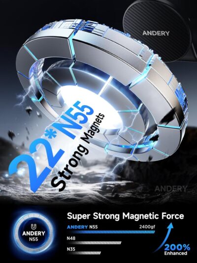 ANDERY Car Phone Holder for MagSafe [360° Adjustable Memory Alloy Arm | 2400gf Strongest Magnetic Power] Bendable Car Mount, Phone Holders for Your Car for iPhone and All Smartphones, Carbon Fiber - Image 5