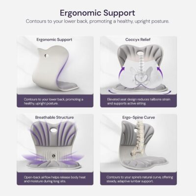 CabSupport Ergonomic Lumbar Support Seat Cushion M1 Plus - Posture Correction Spineseat for Office Chair, Car, Home with Breathable Memory Foam - Image 3