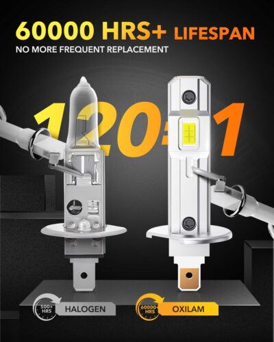 OXILAM H1/H1LL LED Bulbs 30000LM 6500K White Ultra-Bright, 5 Min Quick Install, 60000H Lifespan, No Flicker, 99% Compatibility - Image 6