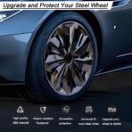 Hubcaps Wheel Cover Replacement R16 Size Hub Cap Universal-Fit Steel Wheel Rim Caps ABS Tire Covers for Most Cars Trucks Sedans SUV -Set of 4（16-inch，Black） - Image 4