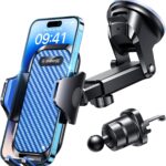 VANMASS Phone Holders for Your Car 2026 Ultimate Phone Mount Military-Grade Windshield Dashboard Vent【Newest Best Strongest】 Cell Phone Car Mount for iPhone 16 Pro Max 15 Samsung Android,Blue