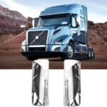 Chrome Door Mirror Covers Pair Set Compatible for Volvo VNL VNM Trucks 2004-2017, Left Driver and Right Passenger Side for Volvo Mirror Cover