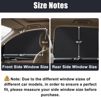 XCBYT Magnetic Car Window Shades 4 Pack - Blackout Side Window Sun Shade for Privacy & Car Camping, 99% UV Blocking Car Window Covers for Side Windows, Heat Protection Travel Shades for SUV Sedan - Image 3