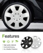 SCITOO 4pcs 15 Inch Silver Hubcaps, Simple Install, Replacement Wheel Covers for Cars, Trucks, SUVs, Beautiful & Durable R15 for Most Cars - Image 5