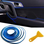 Car Interior Trim Strips,Universal 33ft Car Electroplating Decoration Styling Door Dashboard, Flexible Interior Trim Accessories with Installing Tool(Blue)