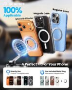 Upgraded Car Phone holder for Magsafe [120LBS Suction Cup & 3000gf Magnet ] 1100° Adjustable Vacuum Magnetic Phone Holders for Your Car, Dashboard Car Mount Bracket for iPhone & Android, Carbon Fiber - Image 6