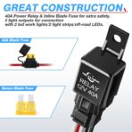 MICTUNING LED Light Bar Wiring Harness Off Road Power 40A Relay Fuse ON-Off Switch (2 Lead) - Image 6