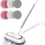 AlfaBot Cordless Electric Mop for Floor Cleaning, Dual Spin with LED Headlight, Water Spray, Long-Lasting Battery, Self-Propelled Floor Cleaner with Adjustable Tube for All Floors