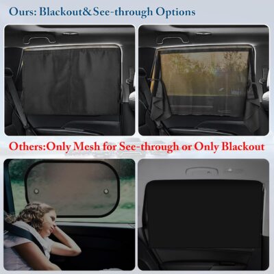 Car Window Shades, [2025 Updated] 2 Pack Car Sun Shade for Baby, Double Layer & Fully Open, Magnetic Back Window Curtain, Sun Shade Covers Privacy Screen - Image 7