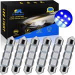 YM E-Bright 6-Pack Blue 44MM 578 Led Bulb, 569 211-2 212-2 Led Bulb Festoon Dome Light Map Trunk License Plate Light Interior Lights, DC-12V
