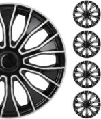 SCITOO 4pcs Wheel Rim Cover Hubcaps Set of 15-Inch Black & Silver can be Easily Installed on Car Truck SUV,Suitable for a Variety of Models,Beautiful and Rust-Proof.