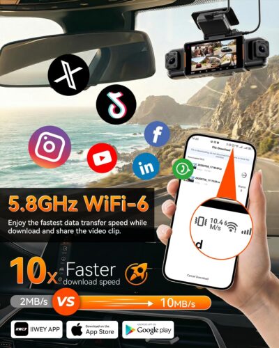 IIWEY N9 5 Channel Dash Cam 360° View, 5.8G WiFi-6 with App, Free 128GB Card, FHD Front & Rear Inside, Left, Right Dash Camera for Car, 12 IR Lights Night Vision, GPS, 24/7 Parking Mode, G-Sensor - Image 6