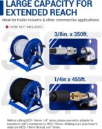 MEKOH Pressure Washer Hose Reel 3/8"x350ft, 5000PSI Hand Crank Power Washer Hose Reel for 1/4"x455ft, Heavy Duty Steel Hose Reel with Trailer/Wall/Van Mount, A-Frame Manual Reel for Water,M22 Fitting - Image 5
