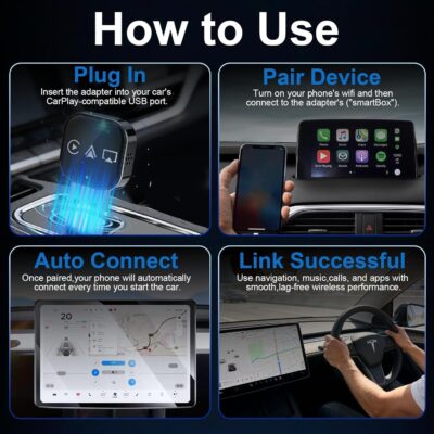 2026 Upgrade 3 in 1 Screen Mirror Adapter - Mirror Phone to Car Screen, CarPlay for iPhone/Android, Auto Connect Dual 2.4/5GHz WiFi & 5.0 (1PCS) - Image 5