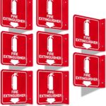T&R Fire Extinguisher Sign, Fire Extinguisher with Down Arrow - 8 Pack - 6 x 6 Inches Acrylic, 2 pre-drilled holes, Includes Matching Screws, Use for Home Office/Business