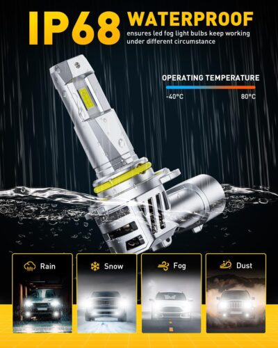 AUXITO 9005 Bulbs 30000LM 800% Ultra Brightness 9005 Fog Light 6500K with Cooling Fan, Real 1:1 Design HB3 Fog Light Bulbs Plug-N-Play, Pack of 2 - Image 7