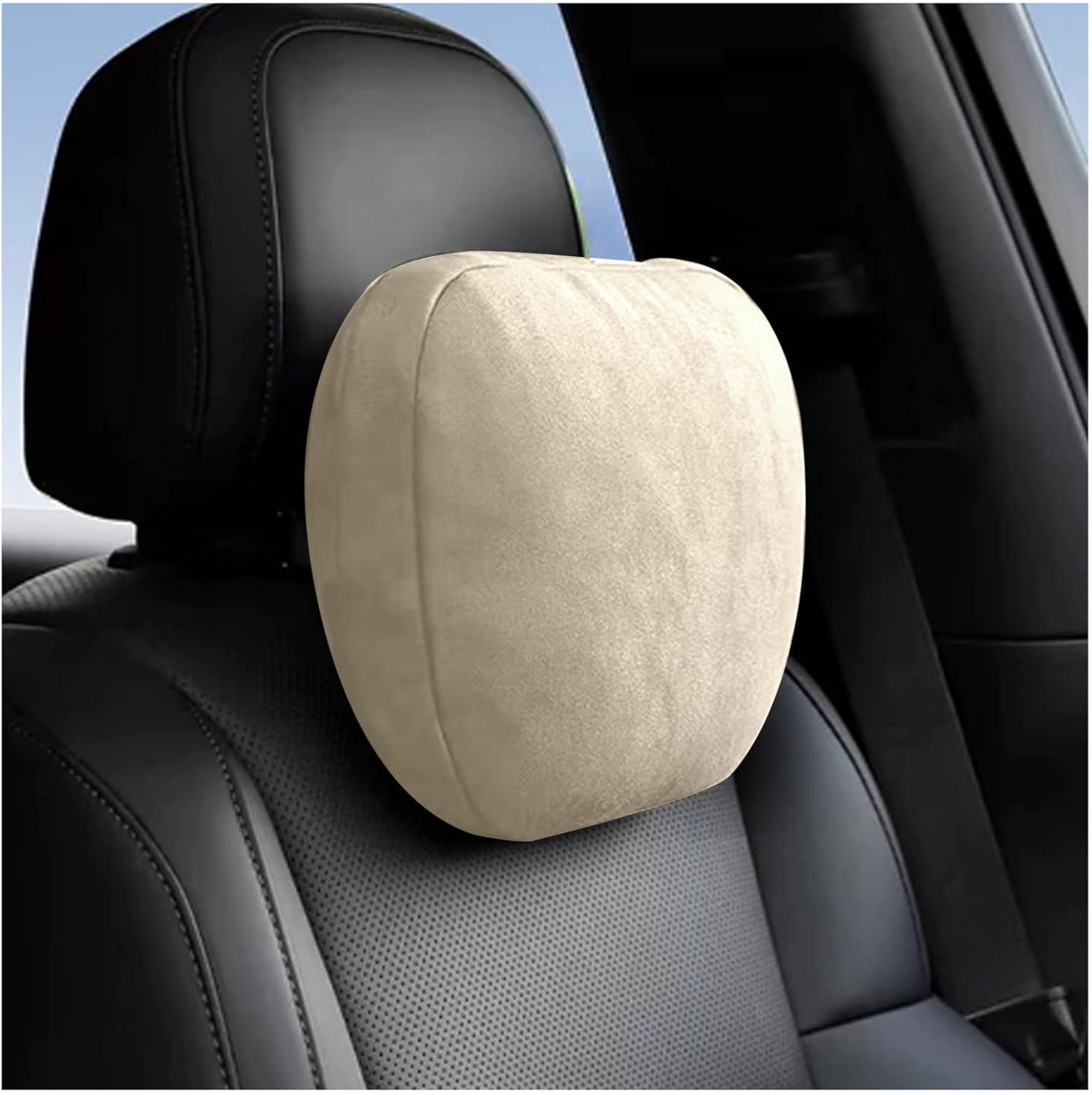71BTZ6Ie0L._AC_SL1500_.jpg Junecarp Car Headrest Pillow,Breathable & Ergonomic Car Neck Pillow for Head & Neck Supporting,Headrest Pillows for Cars Interior Accessories for Comfortable Driving Experience (Beige) - Image 1