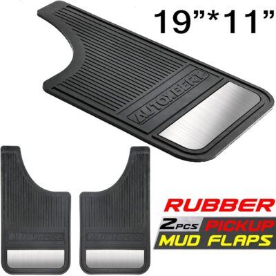 AUTOXBERT Mud Flaps for Trucks Heavy Duty Universal Rubber Mud Flaps Car Dirty Fender All Weather Mudguards Front Rear Splash Guards with Stainless Steel Plates, 2pc- Black - Image 4