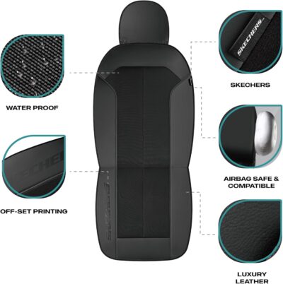 Skechers Car Seat Covers,GOGA Mat Oxford Cloth Seat Covers,Waterproof Car Seat Covers Front Seats,Automotive Universal Fit Seat Cover for Most Cars, Suvs, Trucks,Black - Image 3
