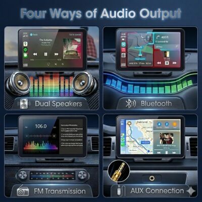 Portable Carplay Screen for Car, 7" HD Touchscreen for Car with Backup Camera/Mirror Link/Bluetooth/Voice Control/GPS/AUX/FM Satellite Radio for All Vehicles. - Image 3