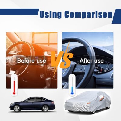 Kayme 6 Layers Car Cover Custom Fit for Hyundai Elantra (2006-2025) Waterproof All Weather for Automobiles, Outdoor Full Cover Rain Sun UV Protection.Silver - Image 4