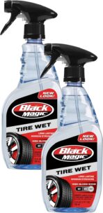 Black Magic 120217 Tire Wet, 23oz (Pack of 2) - Specially Formulated Tire Shine Applicator Cleaner to Keep Them Looking Wet, Black, and Glossy with One Quick Spray – Long-Lasting Protection for Tires