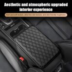 Car Center Console Armrest Pillow with 2 Storage Pockets, Memory Foam Car Armrest Cushion, Leather Car Center Console Cover for Most Vehicle (Black-Upgraded Thickened) - Image 7