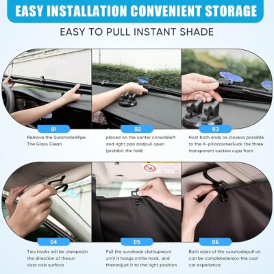 Automatic Retractable Car Sunshade, 2025 New Adjustable Auto Windshield Sun Shade, 35x50 inch Suction Cup Sunshade for Various Models, UV Blocking Protects for Drivers - Image 4