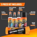 Armor All Car Wash and Car Interior Cleaner Kit, Includes Towel, Tire Foam, Glass Spray, Protectant Spray and Cleaning Spray, Multicolor, 5 Count (Pack of 1) - Image 2