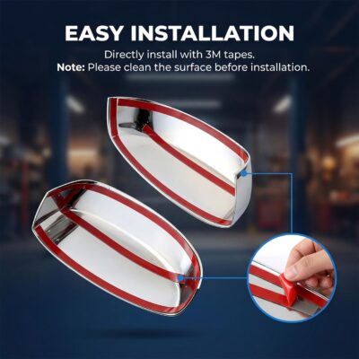 Chrome Side View Mirror Covers Caps Top Half Compatible with Chevrolet Silverado Tahoe Suburban Avalanche, GMC Sierra Yukon Cadillac Escalade 2007 2008 2009 2010 2011 2012 2013 2014 - Image 4