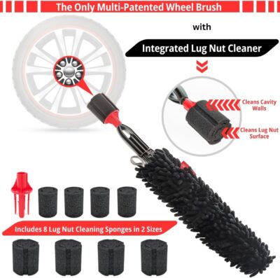 Wheel Cleaning Brush Car Detailing Kit - Rim Brush, Lug Nuts and Wheel Cleaner Brush Car Wash Kit -Tire Brushes for Cleaning Rims - Car Cleaning Supplies and Rim Cleaner Brush Set - Image 2